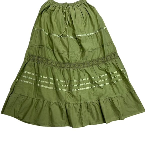 Cottagecore Long Skirt Olive Green - Picture 8 of 13